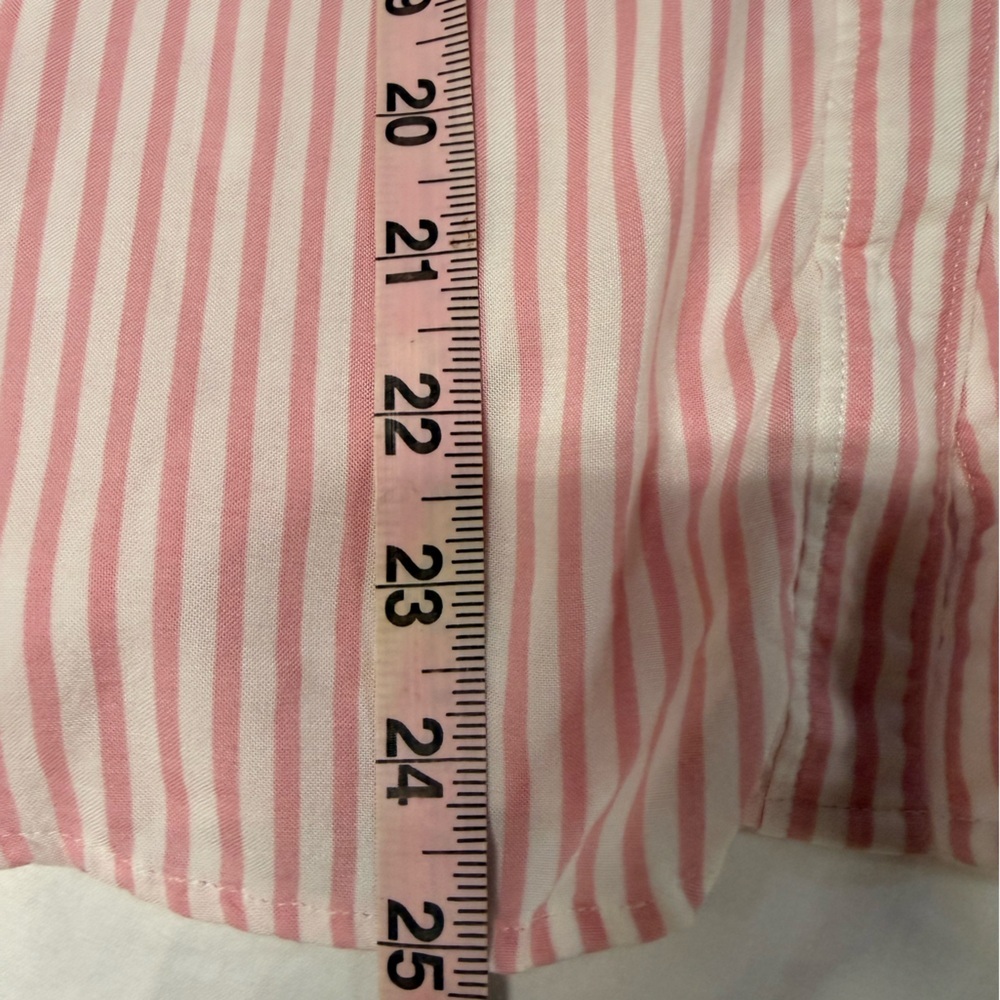 Sperry Light Pink White Stripes Roll Tab Sleeve Button Up Pockets Size Medium - Picture 5 of 6